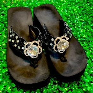 Corkys black rhinestone wedge flip-flops 8